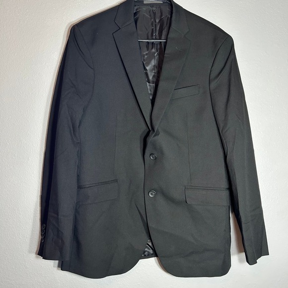 Reaction Kenneth Cole Black Blazer Modern Fit Business Career Jacket 40R - Picture 1 of 6